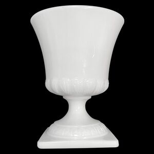 Vintage 1950s E.O. Brody White Milk Glass Grecian Urn Pedestal Vase/Planter